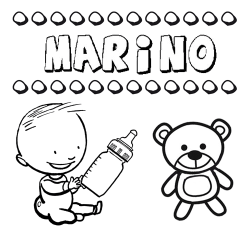 Dibujo del nombre Marino para colorear, pintar e imprimir Dibujo del nombre Marino para colorear, pintar e imprimir
