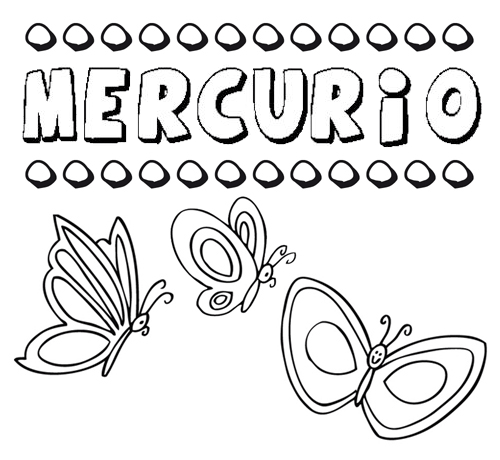 Dibujo con el nombre Mercurio para colorear, pintar e imprimir Dibujo con el nombre Mercurio para colorear, pintar e imprimir