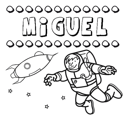 Dibujo con el nombre Miguel para colorear, pintar e imprimir Dibujo con el nombre Miguel para colorear, pintar e imprimir