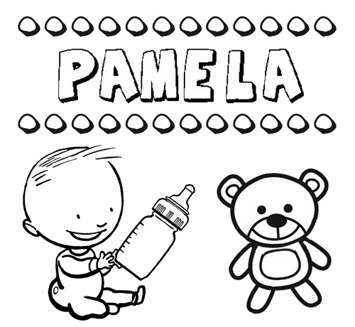Dibujo del nombre Pamela para colorear, pintar e imprimir Dibujo del nombre Pamela para colorear, pintar e imprimir