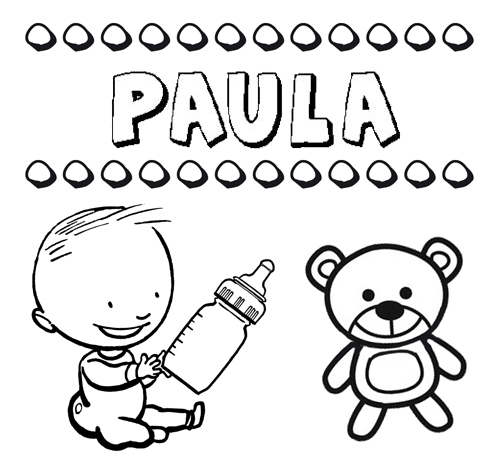 Dibujo del nombre Paula para colorear, pintar e imprimir Dibujo del nombre Paula para colorear, pintar e imprimir