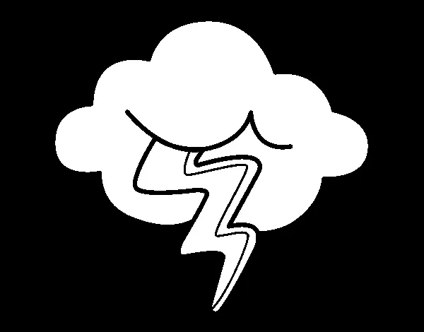 Dibujo de Nube con rayo para Colorear - Dibujos.net Dibujo de Nube con rayo para Colorear - Dibujos.net