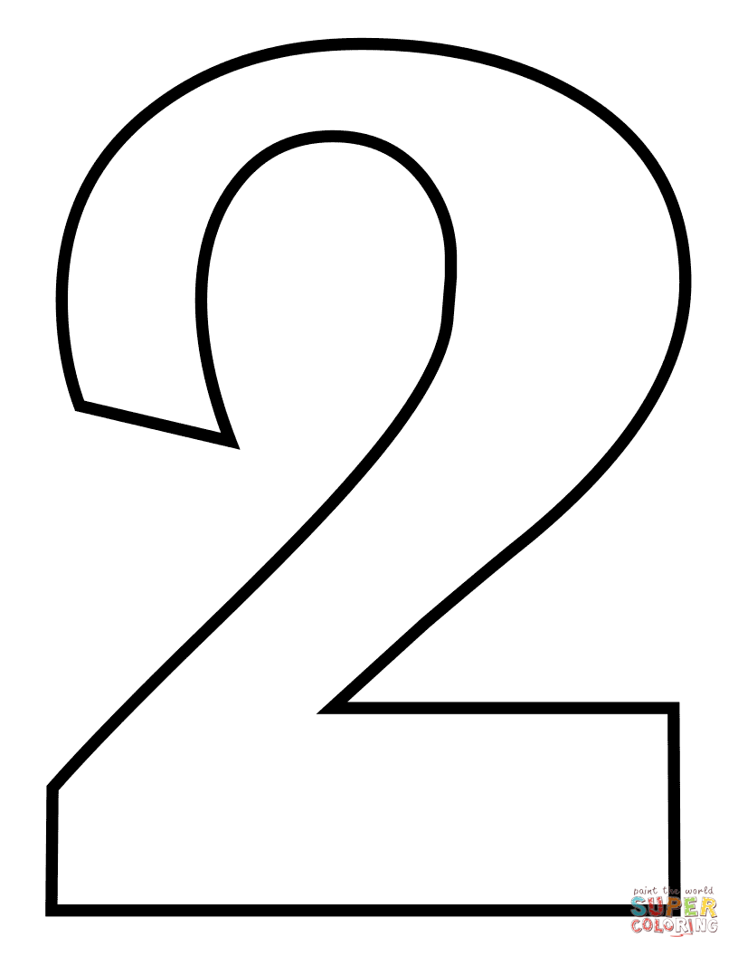 Dibujo de Número 2 para colorear | Dibujos para colorear imprimir gratis Dibujo de Número 2 para colorear | Dibujos para colorear imprimir gratis