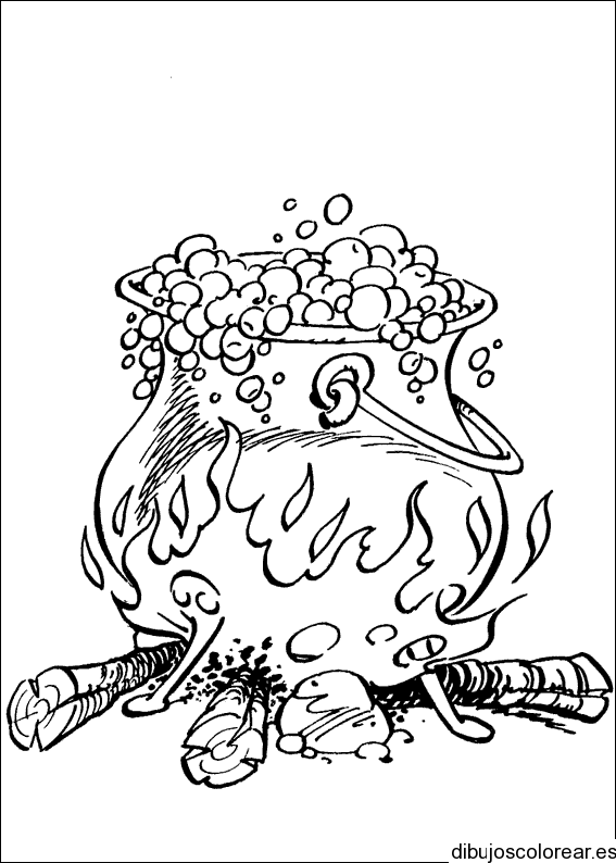 Dibujo de una olla en el fuego | Dibujos para Colorear Dibujo de una olla en el fuego | Dibujos para Colorear