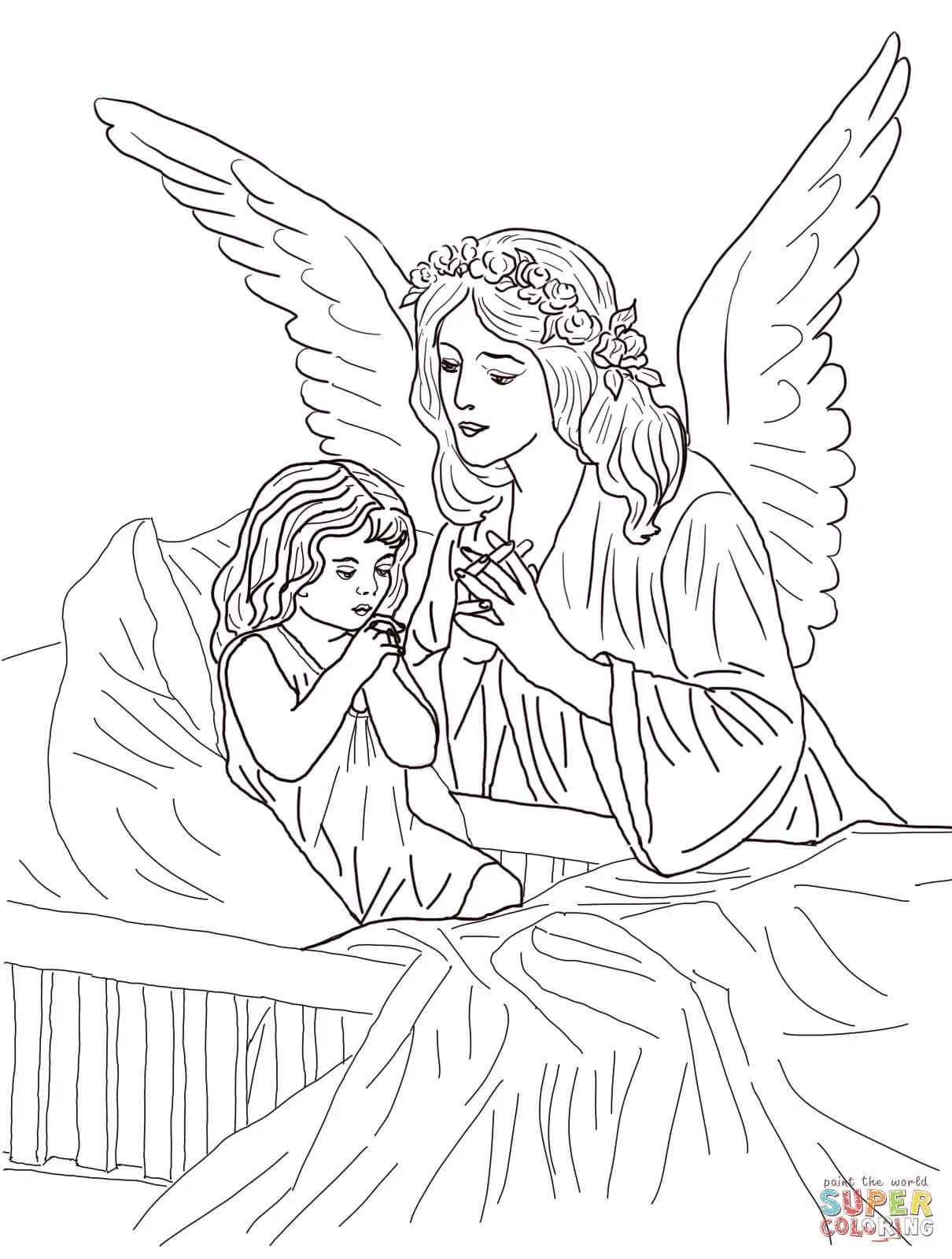 Dibujo de Oraciones al Ángel de la Guarda para colorear | Dibujos para colorear imprimir gratis Dibujo de Oraciones al Ángel de la Guarda para colorear | Dibujos para colorear imprimir gratis
