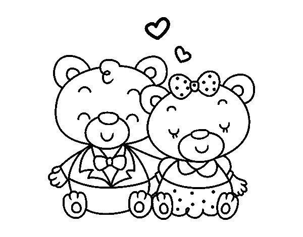 Dibujo de Ositos enamorados para Colorear - Dibujos.net Dibujo de Ositos enamorados para Colorear - Dibujos.net