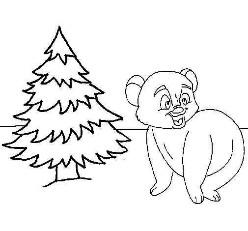 Dibujo de Oso y abeto para Colorear - Dibujos.net Dibujo de Oso y abeto para Colorear - Dibujos.net