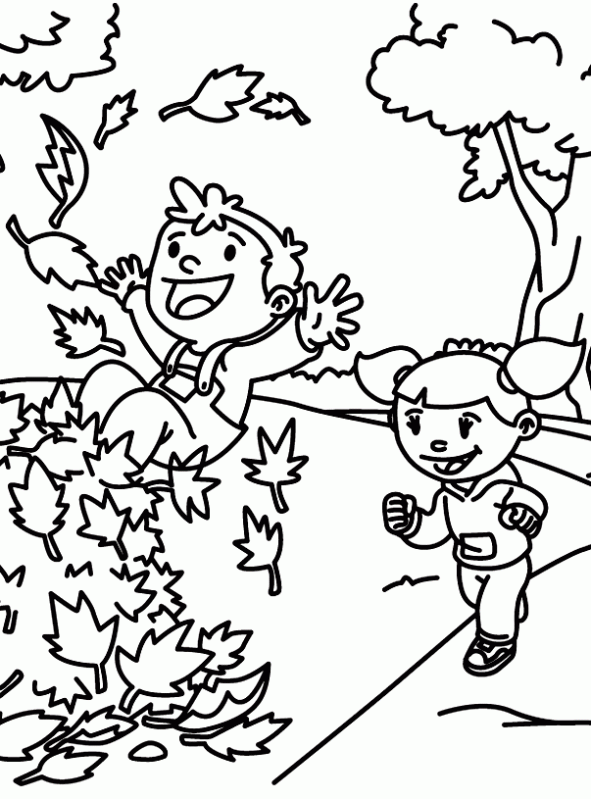 Dibujo de Otoño. Dibujo para colorear de Otoño. Dibujos infantiles ...