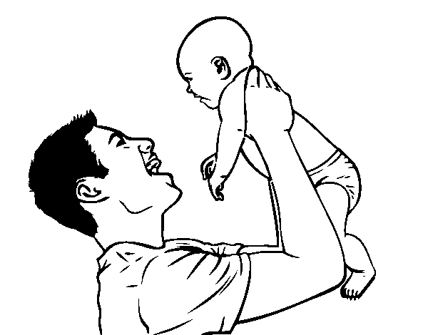 Dibujo de Padre y bebé para Colorear - Dibujos.net Dibujo de Padre y bebé para Colorear - Dibujos.net