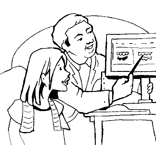 Dibujo de Padre enseña a hija para Colorear - Dibujos.net