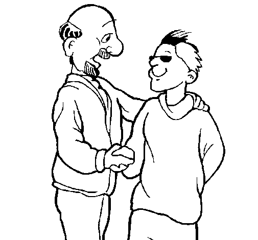 Dibujo de Padre e hijo se estrechan la mano para Colorear ... Dibujo de Padre e hijo se estrechan la mano para Colorear ...
