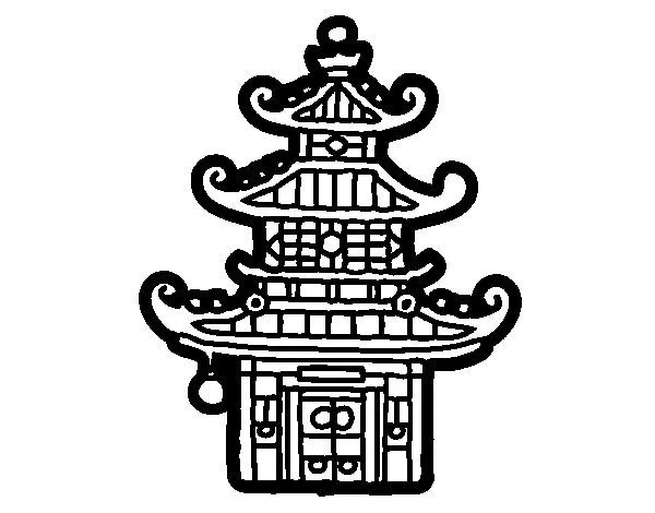 Dibujo de Pagoda china para Colorear - Dibujos.net Dibujo de Pagoda china para Colorear - Dibujos.net