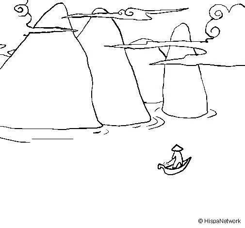 Dibujo de Paisaje chino para Colorear - Dibujos.net Dibujo de Paisaje chino para Colorear - Dibujos.net