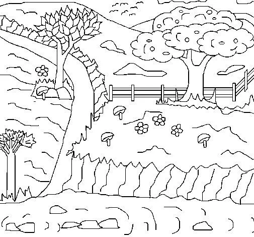 Dibujo de Paisaje rural para Colorear - Dibujos.net