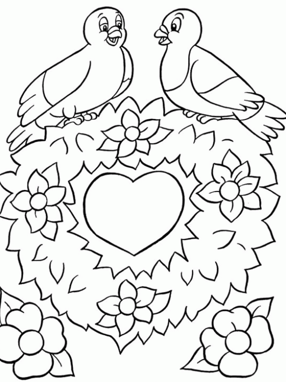 Dibujo de Pájaros enamorados para colorear. Dibujos infantiles de ... Dibujo de Pájaros enamorados para colorear. Dibujos infantiles de ...