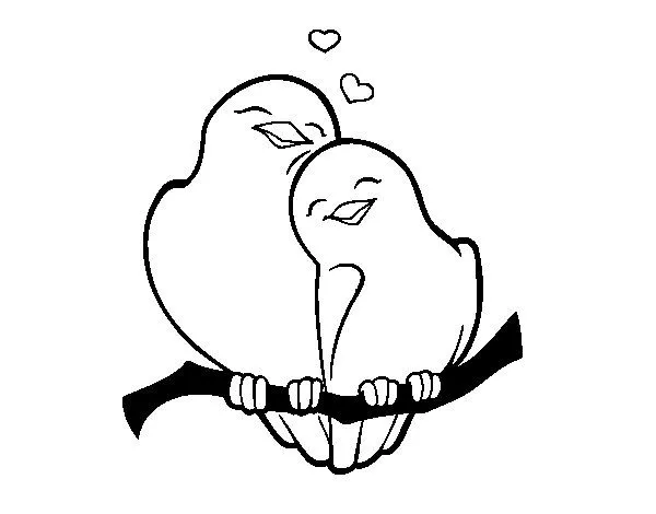 Dibujo de Palomitas enamorados para Colorear - Dibujos.net Dibujo de Palomitas enamorados para Colorear - Dibujos.net