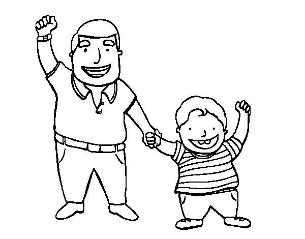 Dibujo de Papá e hijo para Colorear - Dibujos.net Dibujo de Papá e hijo para Colorear - Dibujos.net