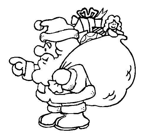 Dibujo de Papa Noel con el saco de regalos 1 para Colorear ... Dibujo de Papa Noel con el saco de regalos 1 para Colorear ...