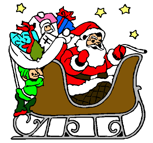 Dibujo de Papa Noel en su trineo pintado por Katherine en Dibujos ...