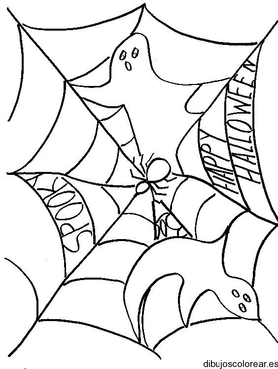 Dibujo de un par de fantasmas en una telaraña | Dibujos para Colorear Dibujo de un par de fantasmas en una telaraña | Dibujos para Colorear