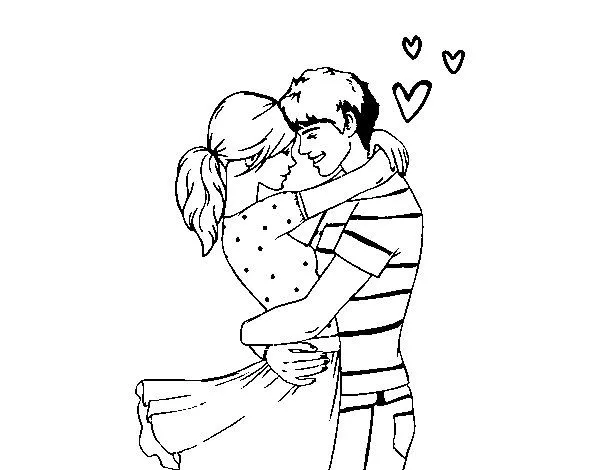 Dibujo de Pareja enamorada para Colorear - Dibujos.net Dibujo de Pareja enamorada para Colorear - Dibujos.net