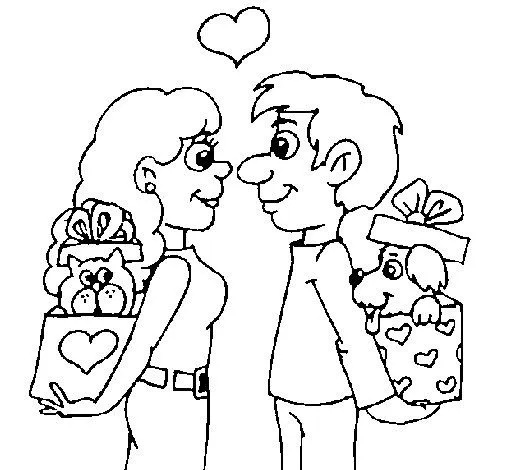 Dibujo de Pareja de enamorados para Colorear - Dibujos.net Dibujo de Pareja de enamorados para Colorear - Dibujos.net