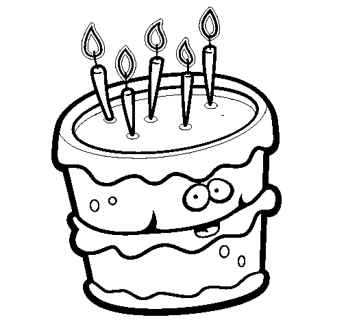Dibujo de Pastel de cumpleaños 2 para Colorear - Dibujos.net Dibujo de Pastel de cumpleaños 2 para Colorear - Dibujos.net