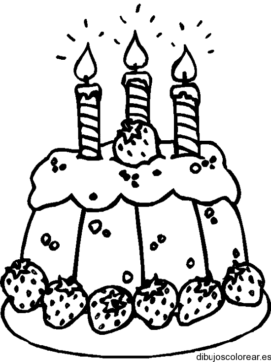 Dibujo de un pastel con fresas | Dibujos para Colorear Dibujo de un pastel con fresas | Dibujos para Colorear