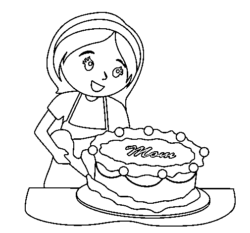 Dibujo de Pastel para mama II para Colorear - Dibujos.net Dibujo de Pastel para mama II para Colorear - Dibujos.net