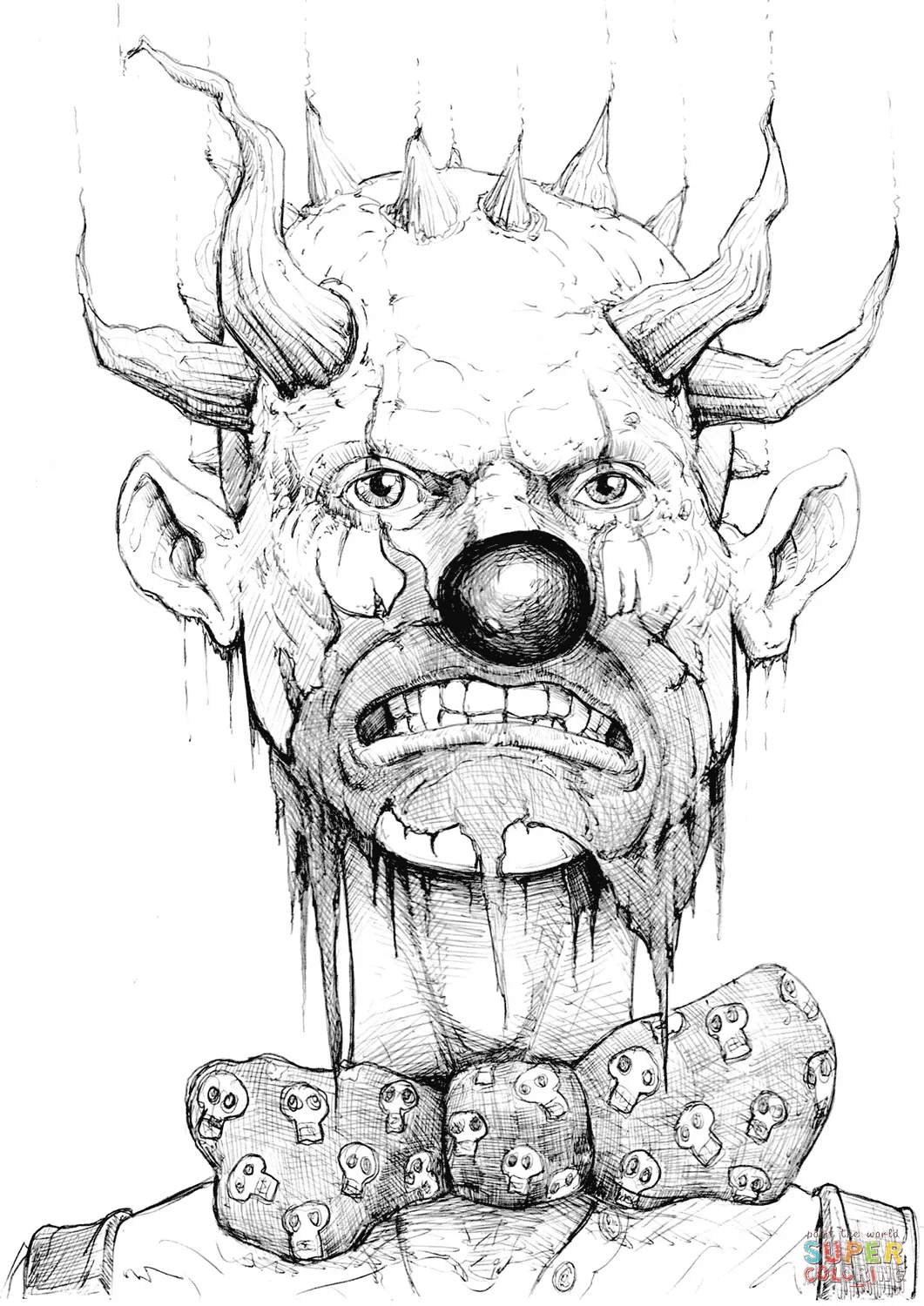Dibujo de Payaso muy malvado para colorear | Dibujos para colorear imprimir gratis Dibujo de Payaso muy malvado para colorear | Dibujos para colorear imprimir gratis