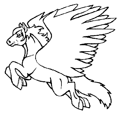 Dibujo de Pegaso volando 1 para Colorear