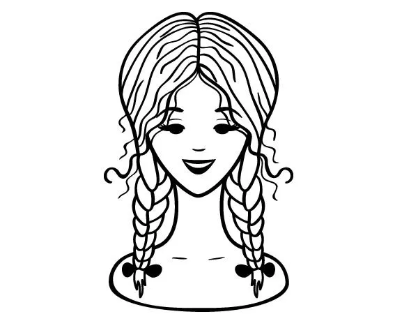 Dibujo de Peinado con dos trenzas para Colorear - Dibujos.net Dibujo de Peinado con dos trenzas para Colorear - Dibujos.net