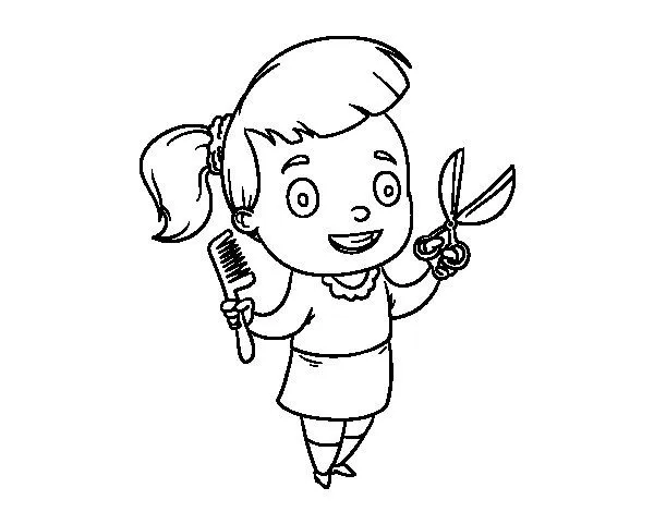 Dibujo de Peluquera con tijeras y peine para Colorear - Dibujos.net Dibujo de Peluquera con tijeras y peine para Colorear - Dibujos.net