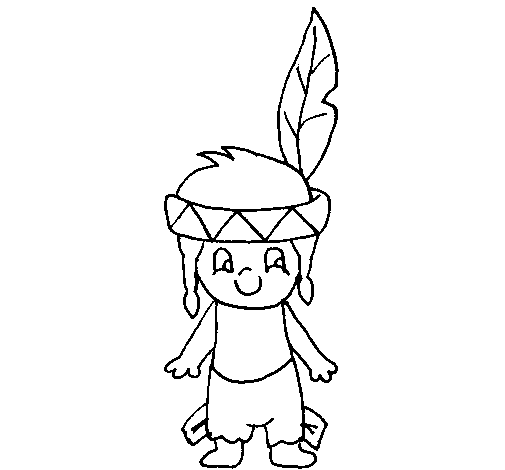 Dibujo de Pequeño indio para Colorear - Dibujos.net