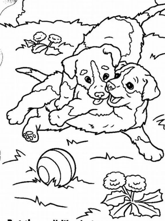 Dibujo de Perritos jugando en el parque para colorear. Dibujos ... Dibujo de Perritos jugando en el parque para colorear. Dibujos ...