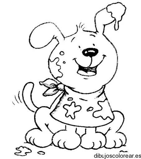 Dibujo de un perro con babero | Dibujos para Colorear