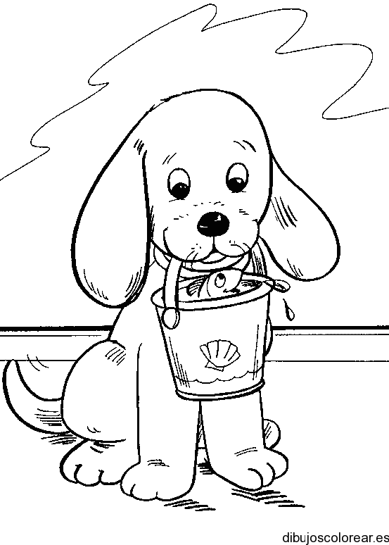 Dibujo de un perro con una cubeta | Dibujos para Colorear