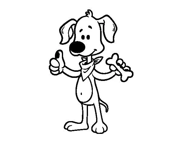 Dibujo de Perro con un hueso para Colorear - Dibujos.net Dibujo de Perro con un hueso para Colorear - Dibujos.net