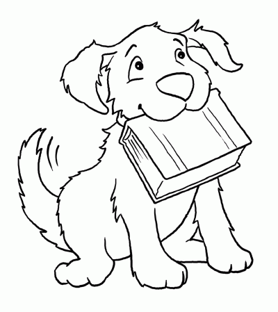 Dibujo de Perro con un libro. Colorear, pintar. Dibujo de Perro con un libro. Colorear, pintar.