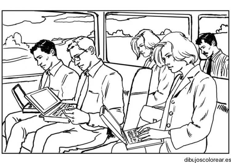 Dibujo de personas trabajando en el bus | Dibujos para Colorear Dibujo de personas trabajando en el bus | Dibujos para Colorear