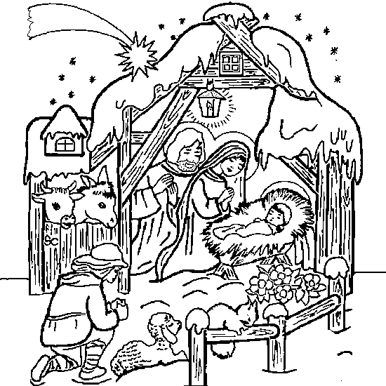 Dibujo de Pesebre para colorear ~ Dibujos Cristianos Para Colorear