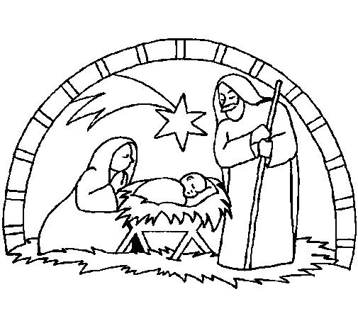 Dibujo de Pesebre de navidad para Colorear - Dibujos.net