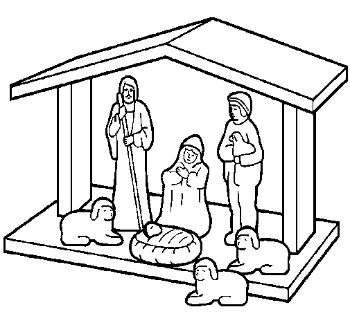 Dibujo de Pesebre de navidad 1 para Colorear - Dibujos.net