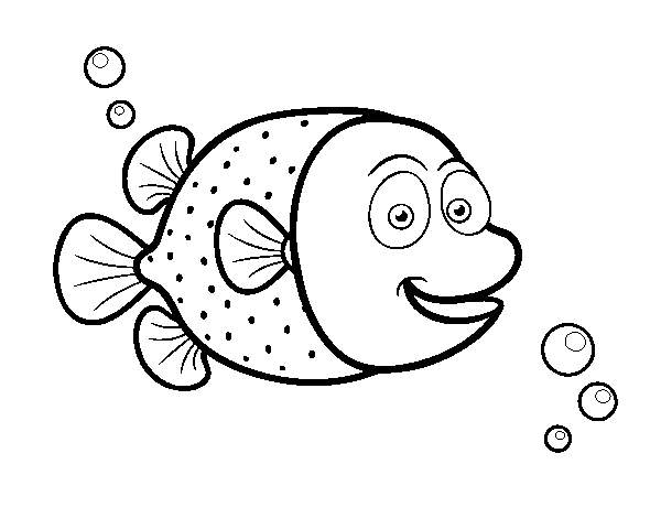 Dibujo de Pez globo de puntos blancos para Colorear - Dibujos.net