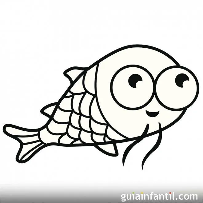 Dibujo de un pez para pintar y colorear - Dibujos de animales del ...