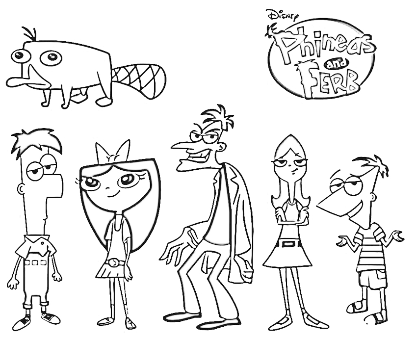 Dibujo De Phineas Ferb Y Perry El Ornitorrinco