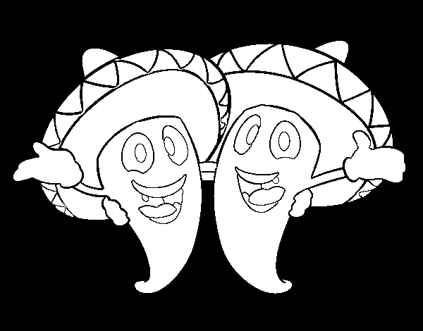 Dibujo de Pimientos mexicanos para Colorear - Dibujos.net Dibujo de Pimientos mexicanos para Colorear - Dibujos.net