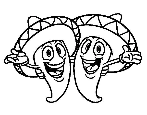 Dibujo de Pimientos mexicanos para Colorear - Dibujos.net Dibujo de Pimientos mexicanos para Colorear - Dibujos.net