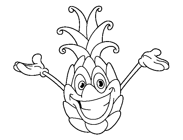 Dibujo de Piña alegre para Colorear - Dibujos.net Dibujo de Piña alegre para Colorear - Dibujos.net