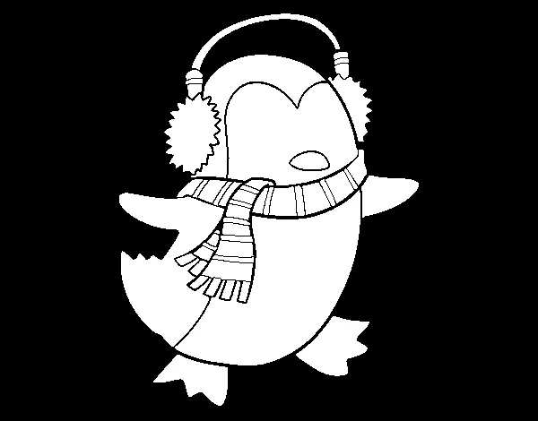 Dibujo de Pingüino con bufanda para Colorear - Dibujos.net Dibujo de Pingüino con bufanda para Colorear - Dibujos.net
